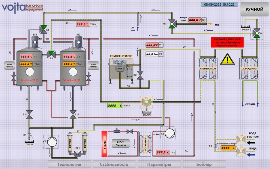 Технологическая схема пастеризации мороженого Mix 300 Batch Vojta Equipment Ice Com Tetra Pak SPX GEA Pietribiasi FIC MIXINGPLANT Matrix Tehnofreeze Tecnofreeze Tehnomix TecnomixTeknoice Tehnogel Tehnomix Rokk FBF Niro Soavi HPM Bertoli Frau Impianti Soren Inoxpa CFM pump