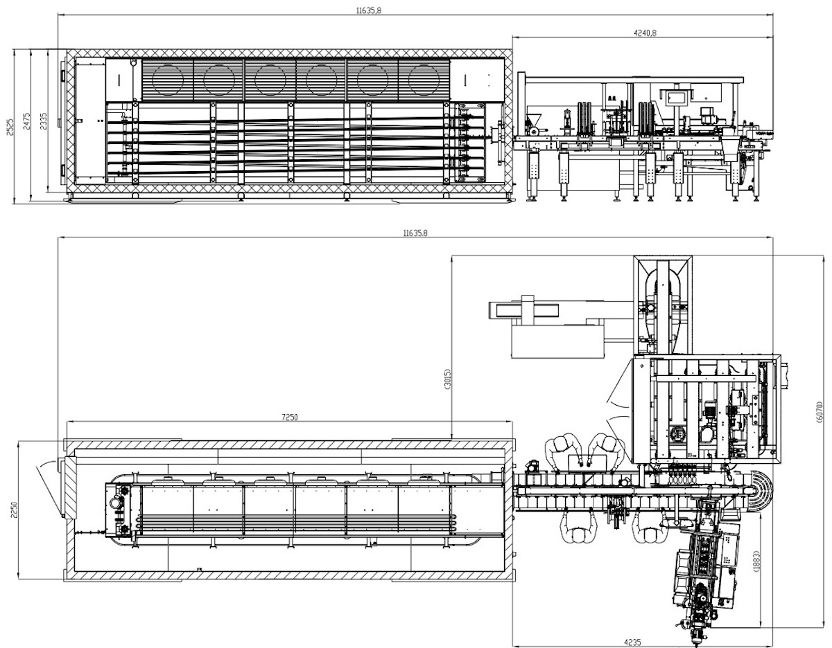 Layout Arctic ML6 MN6 stick and twister ice cream extrusion line Vojta Equipment Ice Com